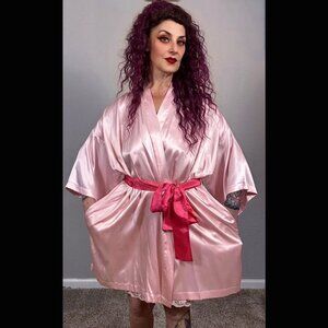 90s Victoria's Secret Pink Asian 2pc Set Kimono Chemise Lingerie Bridal M